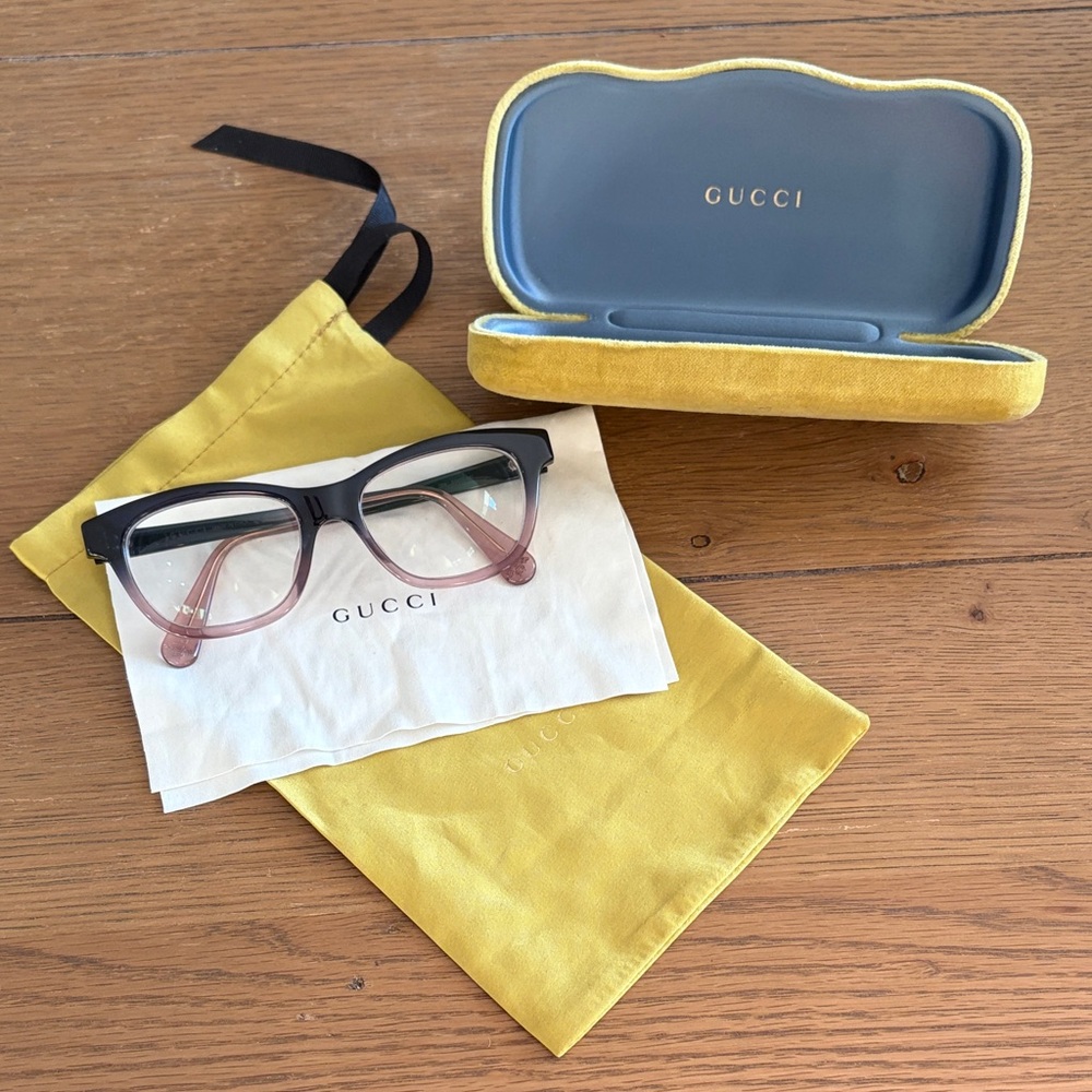 Gucci Black and Yellow Eyewear Set